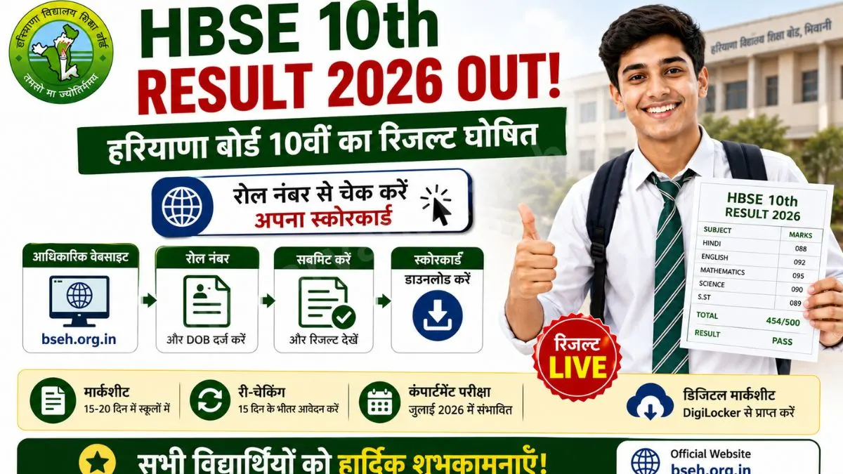 HBSE 10th Result 2026 OUT
