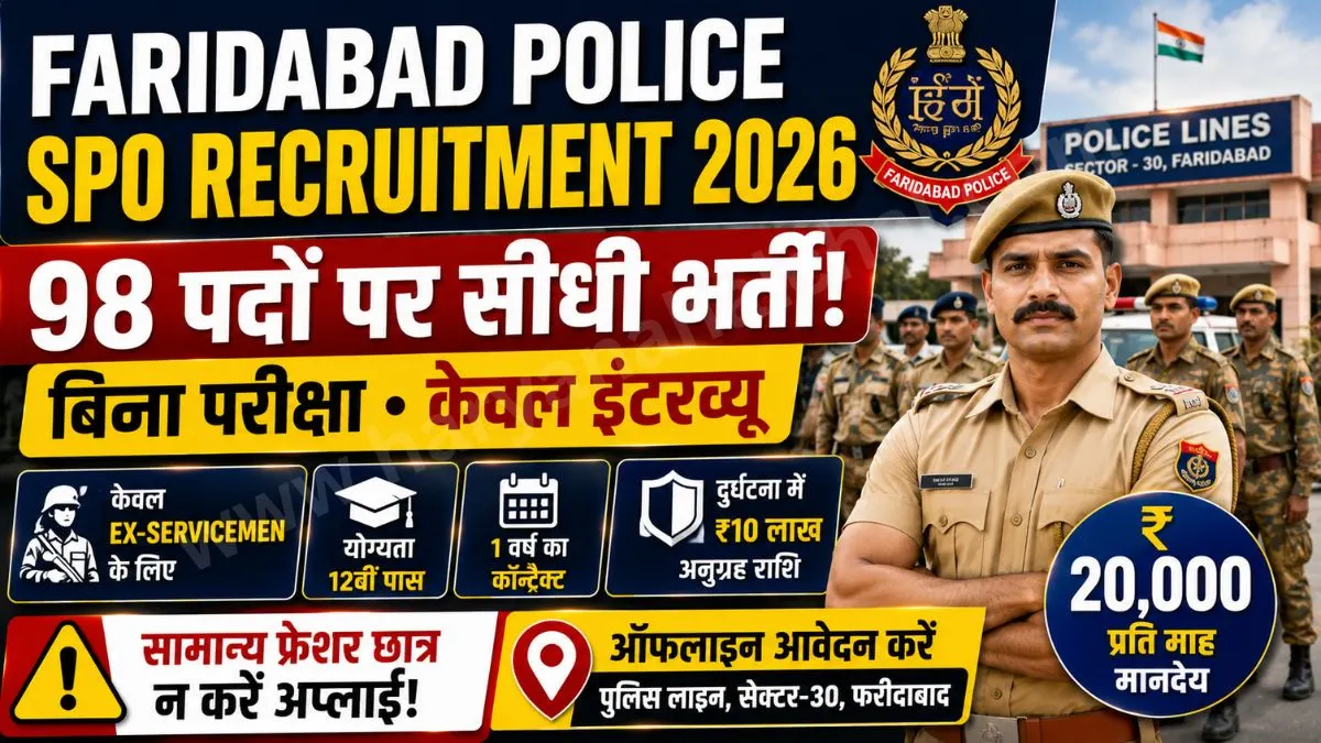 Great Opportunity Faridabad Police SPO Recruitment 2026