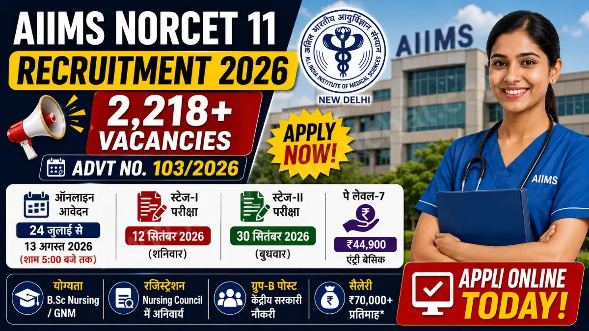 Mega Nursing Career AIIMS NORCET 11 Recruitment 2026 Out