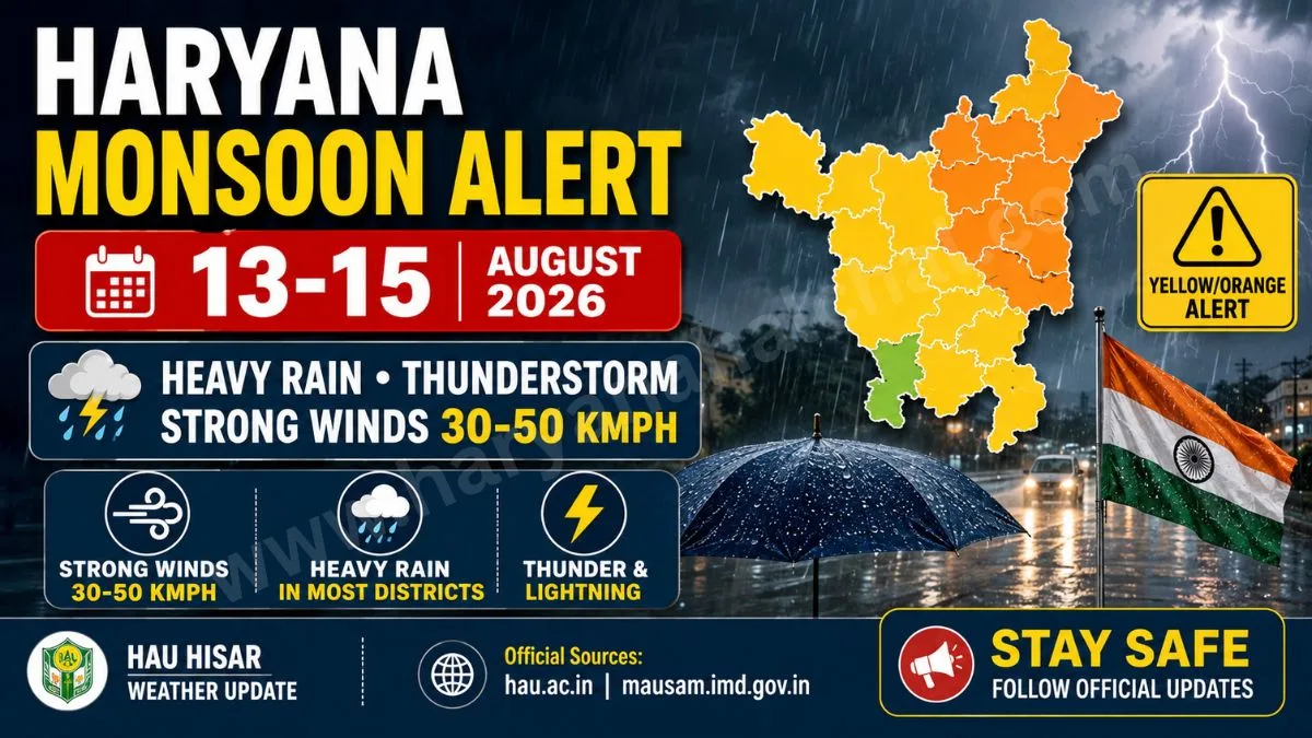 Haryana Monsoon Alert HAU 13-15 August 2026